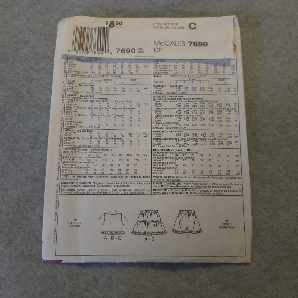 McCall's 7690 Girl's‎ Dress Pattern 4-6 Uncut Ruffle Dress Easy Sewing Vintage